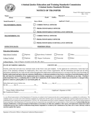 Document preview: Form F-5D (ADULT CORRECTION) Notice of Transfer - North Carolina