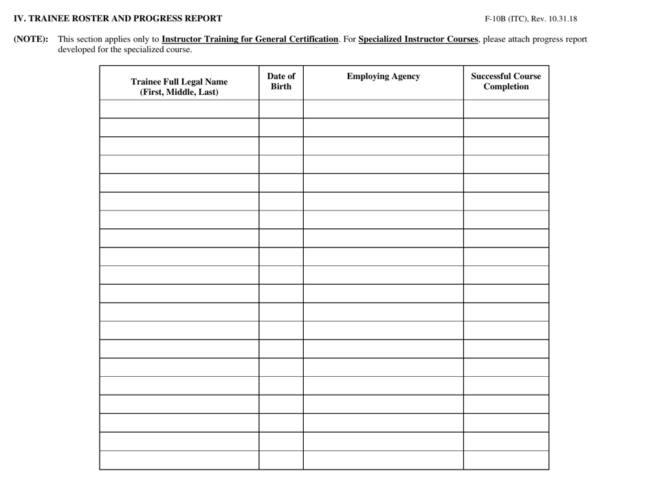 Form F-10B (ITC) Post-delivery Report of Instructor Training Course Presentation - North Carolina, Page 3