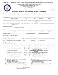 Form F-12A Renewal of Instructor or Professional Lecturer Certification - North Carolina
