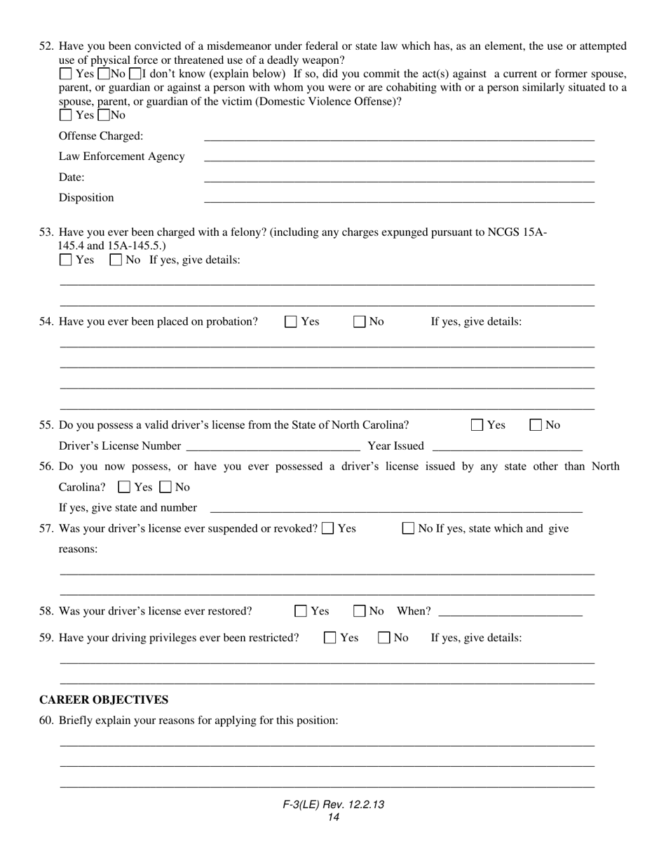 Form F-3(LE) - Fill Out, Sign Online and Download Fillable PDF, North ...