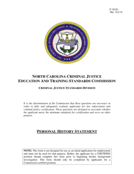 Form F-3(LE) Law Enforcement Personal History Statement - North Carolina