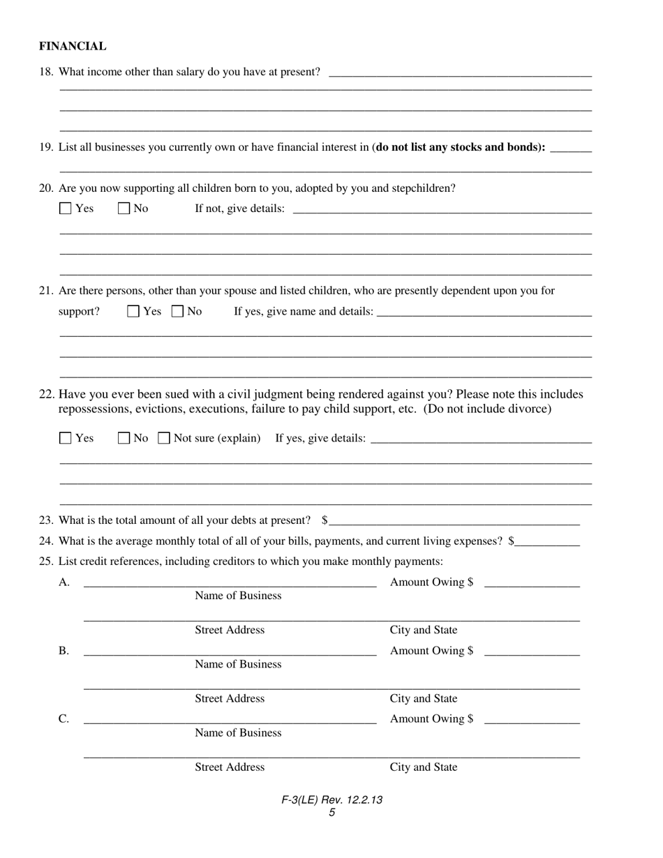 Form F-3(LE) - Fill Out, Sign Online and Download Fillable PDF, North ...