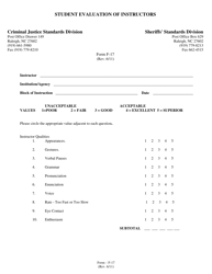 Form F-17 Student Evaluation of Instructors - North Carolina