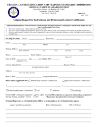 Form F-12 Original Request for Instructional and Professional Lecturer Certification - North Carolina