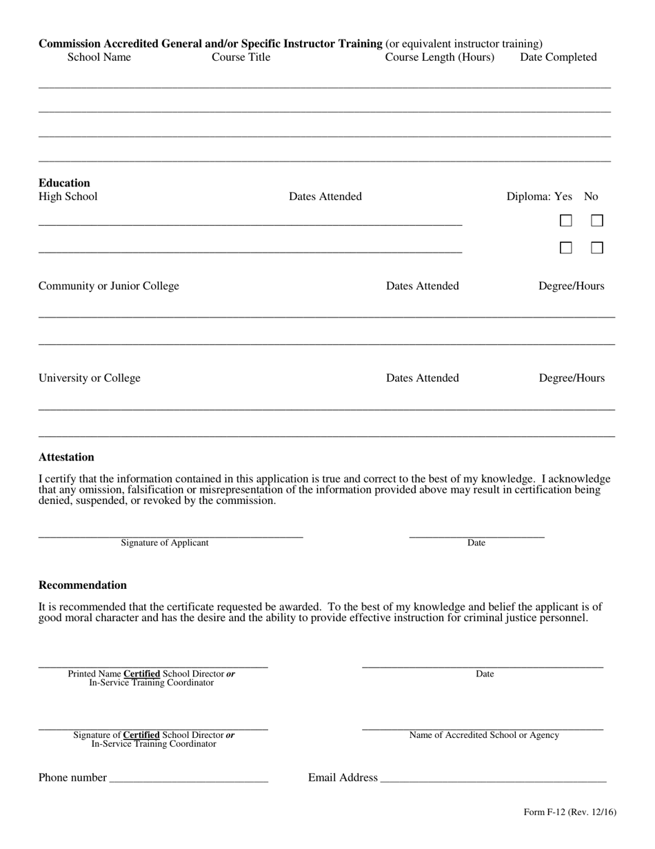 Form F-12 - Fill Out, Sign Online and Download Fillable PDF, North ...