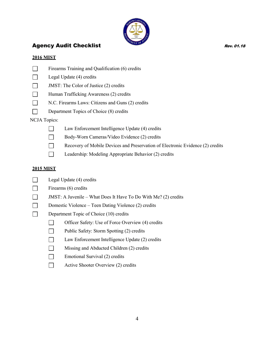 Agency Adult Checklist - North Carolina, Page 4