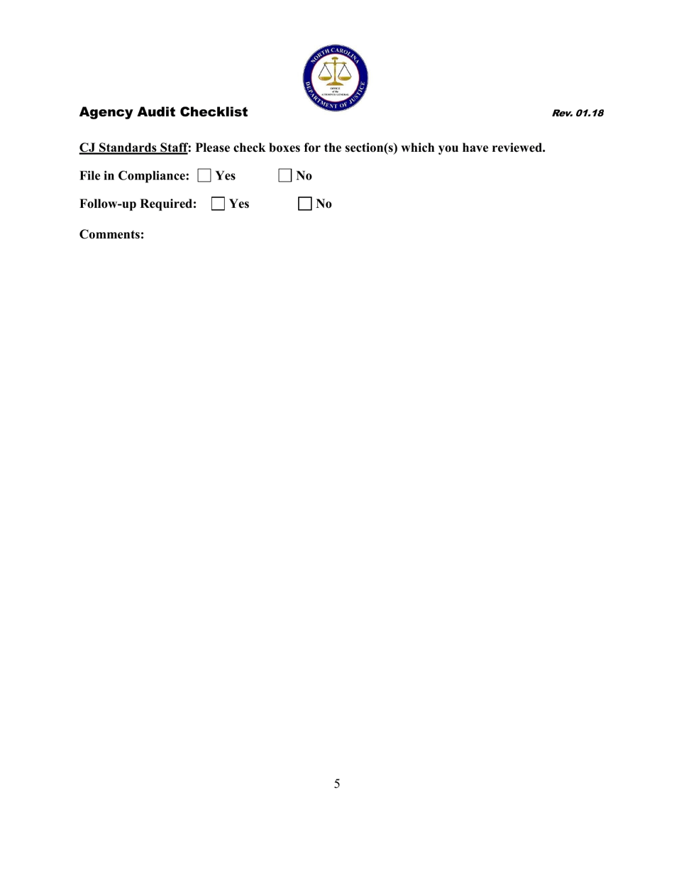 Agency Adult Checklist - North Carolina, Page 5