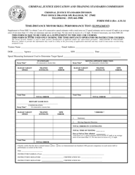 Form SMI4 &quot;Time-Distance Motor Skill Performance Test (Supplement)&quot; - North Carolina