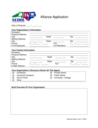 Alliance Application Form - North Carolina