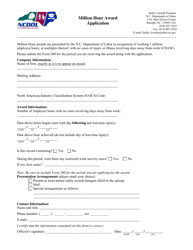 Million Hour Award Application Form - North Carolina