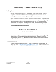 Form NE Verification of Non-teaching Experience - North Carolina, Page 2