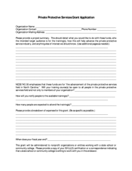 Document preview: Private Protective Services Grant Application Form - North Carolina