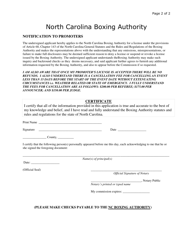 Promoter&#039;s License Application Form - North Carolina, Page 2