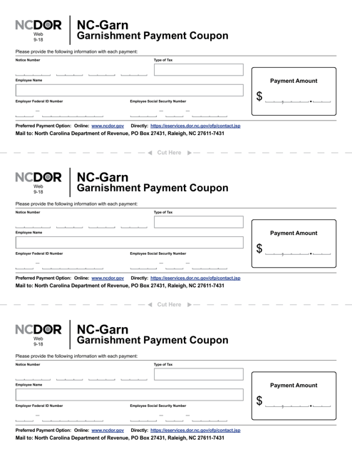 Form NC-GARN Garnishment Payment Coupon - North Carolina