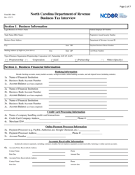 Document preview: Form RO-1066 Business Tax Interview - North Carolina