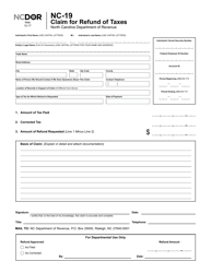Form NC-19 Claim for Refund of Taxes - North Carolina, Page 2