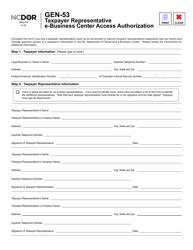 Form GEN-53 Taxpayer Representative E-Business Center Access Authorization - North Carolina