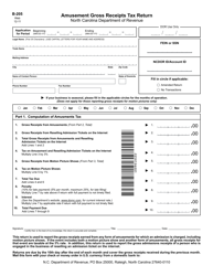 Document preview: Form B-205 Amusement Gross Receipts Tax Return - North Carolina