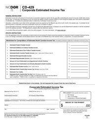 Form CD-429 Corporate Estimated Income Tax - North Carolina, Page 2