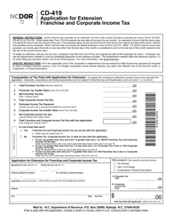 Form CD-419 Application for Extension Franchise and Corporate Income Tax - North Carolina, Page 2