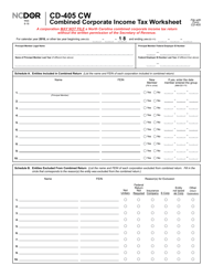 Form CD-405 CW Combined Corporate Income Tax Worksheet - North Carolina, Page 2