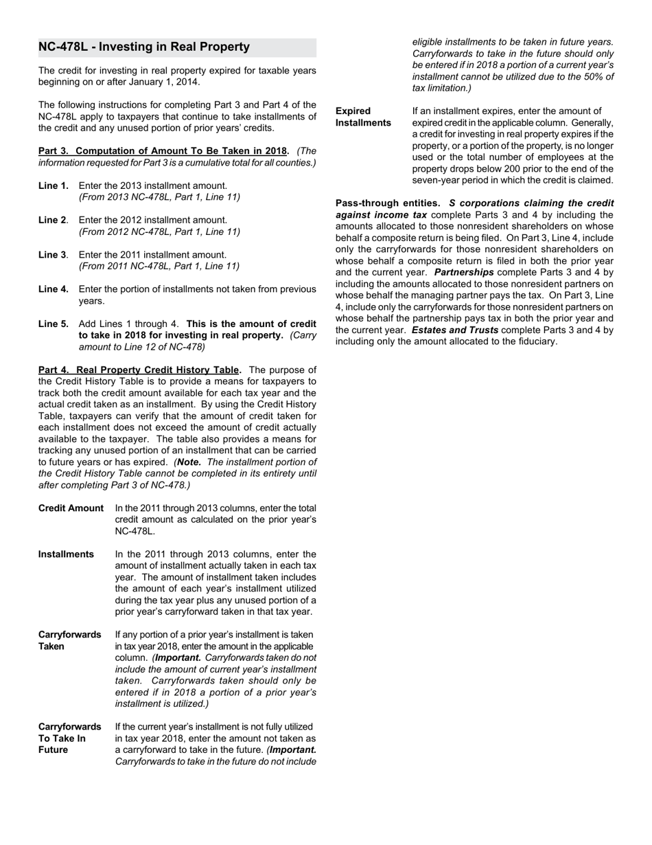 Instructions for Form NC-478, NC-478L Investing in Real Property - North Carolina, Page 1