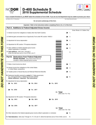 Form D-400 Schedule S - 2018 - Fill Out, Sign Online and Download