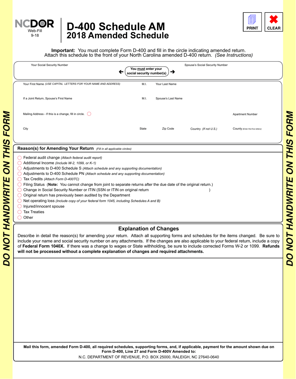 form-d-400-schedule-am-2018-fill-out-sign-online-and-download-fillable-pdf-north-carolina