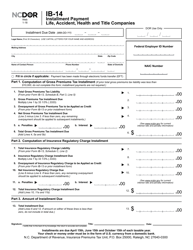 Form IB-14 Installment Payment Life, Accident, Health and Title Companies - North Carolina, Page 2