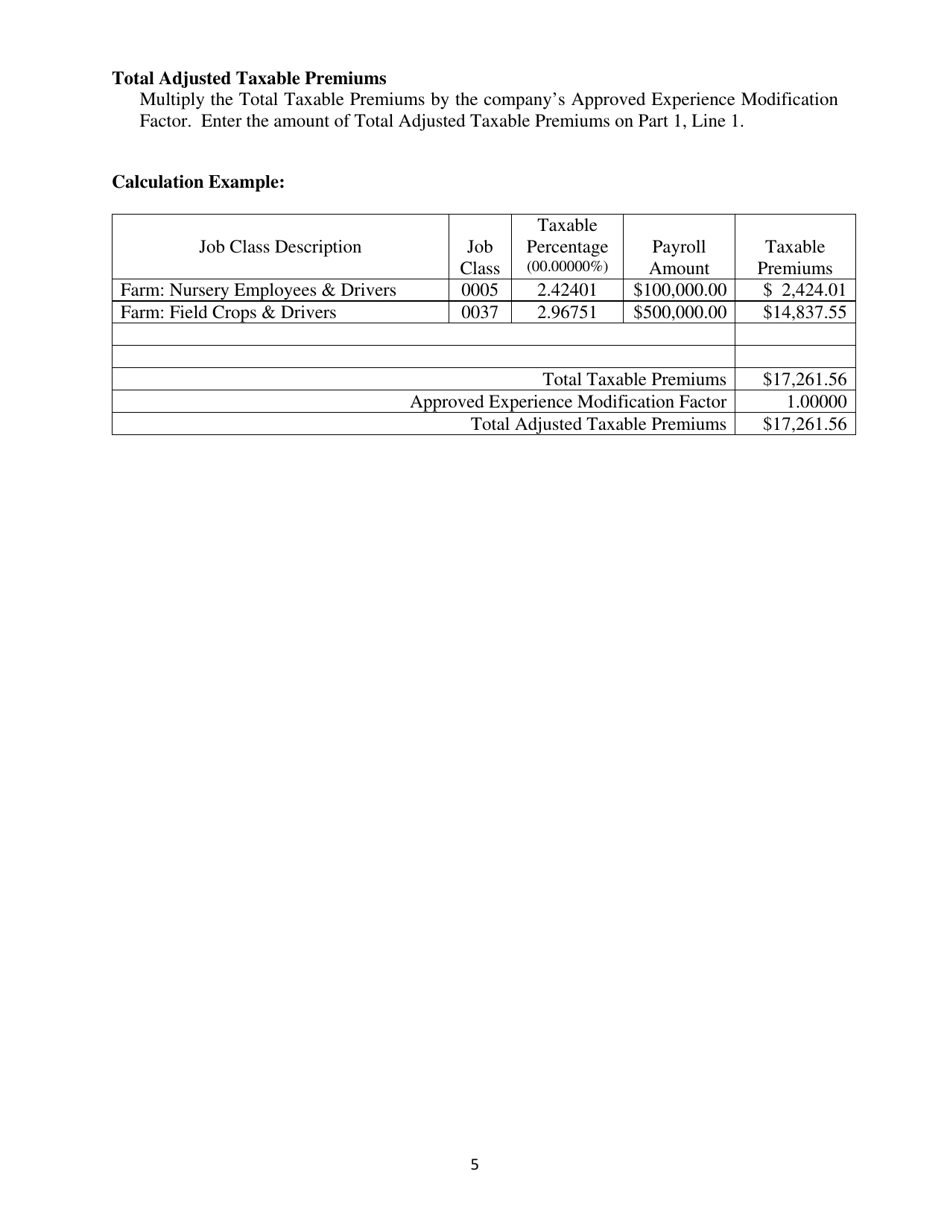 Instructions for Form IB-43 Gross Premium Tax - Self-insured Workers Compensation Corporation - North Carolina, Page 5