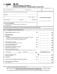 Form IB-43 Gross Premiums Tax Return - Self-insured Workers Compensation Corporation - North Carolina, Page 2