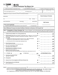 Form IB-53 Gross Premiums Tax Return for Self-insured Workers Compensation Group, Health Maintenance Organization, Hospital or Dental Service Corporation - North Carolina, Page 2