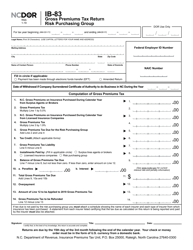 Form IB-83 Gross Premiums Tax Return - Risk Purchasing Group - North Carolina, Page 2