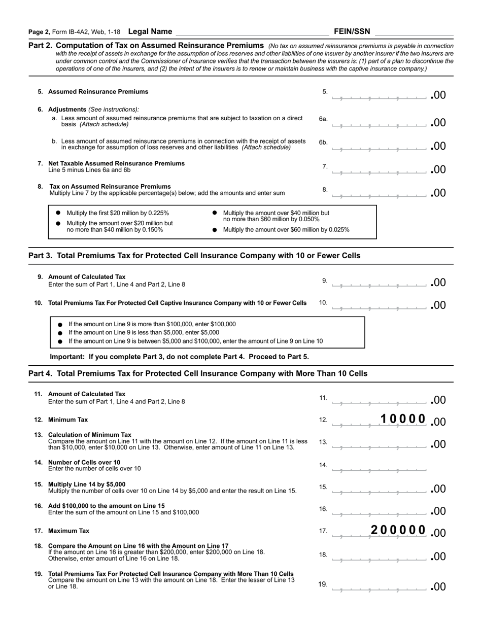 Form IB-4A2 Gross Premiums Tax Return - Captive Insurance Companies - North Carolina, Page 3