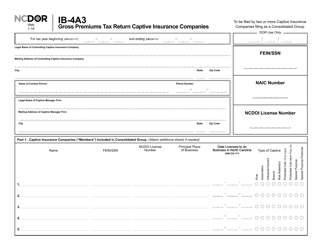 Form IB-4A3 Gross Premiums Tax Return - Captive Insurance Companies - North Carolina, Page 2