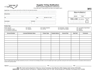 Document preview: Form GAS-1242 Supplier 10 Day Notification - North Carolina