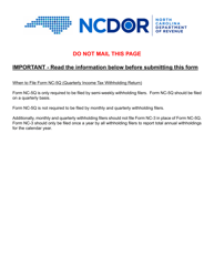 Document preview: Form NC-5Q Quarterly Income Tax Withholding Return - North Carolina