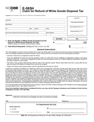 Form E-585H Claim for Refund of White Goods Disposal Tax - North Carolina, Page 2