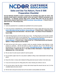 Document preview: Form E-500 Preparation Checklist - North Carolina