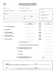 Document preview: Form E-554 Consumer Use Tax Return - North Carolina