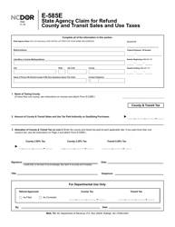Form E-585E State Agency Claim for Refund County and Transit Sales and Use Taxes - North Carolina, Page 2
