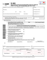 Form E-585 &quot;Nonprofit and Governmental Entity Claim for Refund State, County, and Transit Sales and Use Taxes&quot; - North Carolina, Page 2