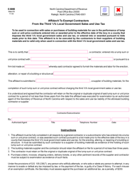 Document preview: Form E-589B Affidavit to Exempt Contractors From the Third 1/2 % Local Government Sales and Use Tax - North Carolina