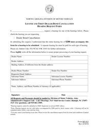 Document preview: Form HF-015 License and Theft Dealer Bond Cancellation Hearing Request Form - North Carolina