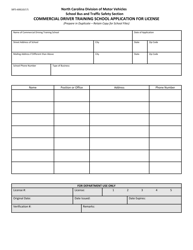 Document preview: Form SBTS-600 Commercial Driver Training School Application for License - North Carolina