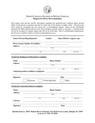 Document preview: Request for Driver Re-examination - North Carolina