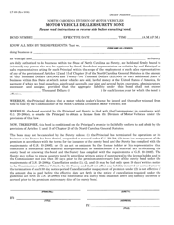 Document preview: Form LT-409 Motor Vehicle Dealer Surety Bond - North Carolina