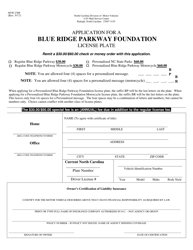 Document preview: Form MVR-27BP Application for a Blue Ridge Parkway Foundation License Plate - North Carolina