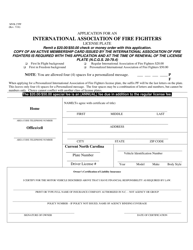 Document preview: Form MVR-27PF Application for an International Association of Fire Fighters License Plate - North Carolina