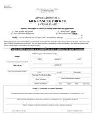 Document preview: Form MVR-27KC Application for a Kick Cancer for Kids License Plate - North Carolina